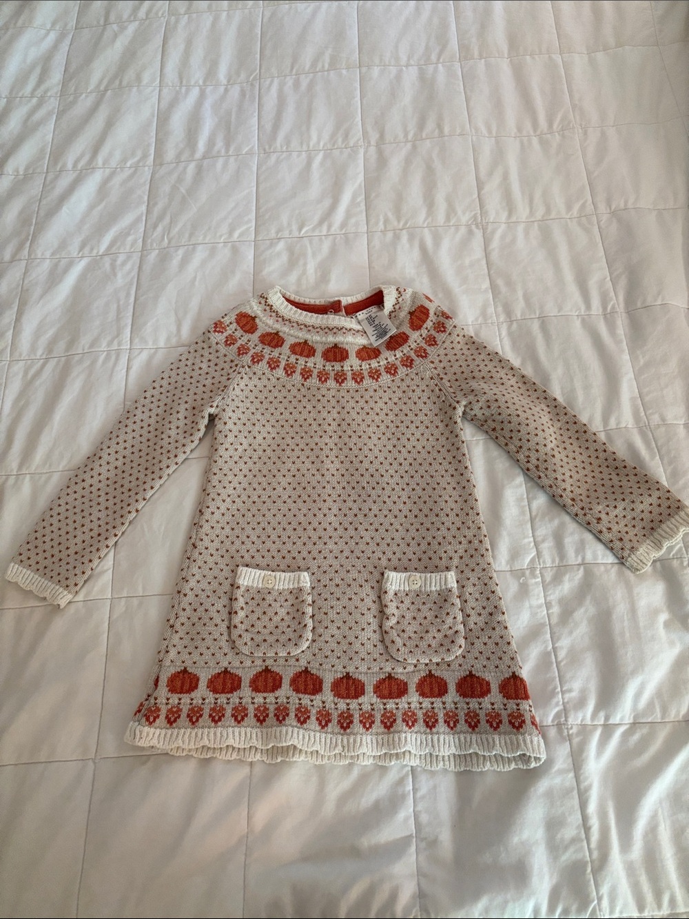 Max Studio Cream and Rust Long Sleeve Knit Dress Top sweater dress